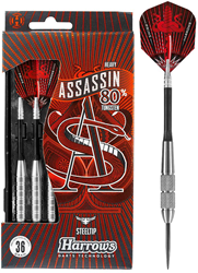 Harrows fléchettes pointe acier 80% tungstène Assassin 30g gris rouge