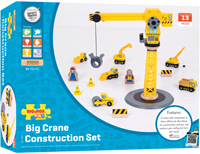BigJigs grue en bois véhicules de construction - coffret 13 pièces-2