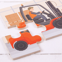 BigJigs puzzle en bois véhicules de chantier - 6 pièces - 3 puzzles-3
