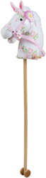 Bigjigs cheval bâton en bois - jouet classique fleurs rose