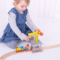 BigJigs grue en bois - grue jouet jaune pour enfants-2