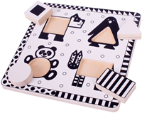 BigJigs puzzle animaux en bois noir et blanc jouet éducatif