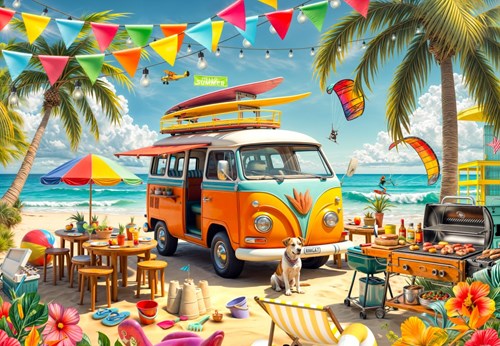 Bluebird Puzzle puzzle camping-car plage - 1000 pièces