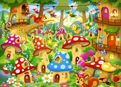 Bluebird Puzzle puzzle Gnomes in Mushroom Homes - 104 pièces