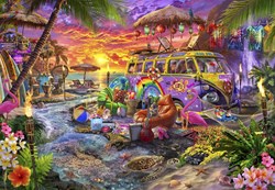 Bluebird Puzzle puzzle Plage Hippie 1000 pièces scène de plage colorée