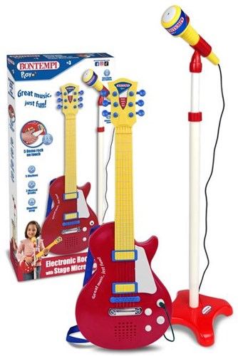 Bontempi guitare électrique jouet avec micro sur pied - set musical pour enfants