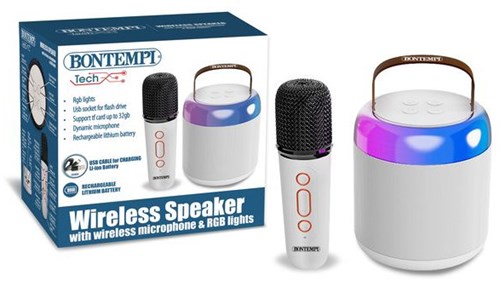 Bontempi mini enceinte sans fil avec micro et effets lumineux jouet