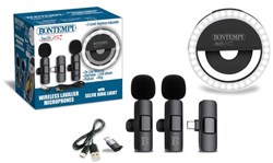BONTEMPI-MINI-RINGLAMP MET TWEE DRAADLOZE LAVALIERMICROFOONS