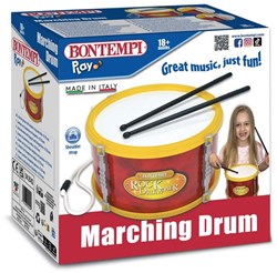 Bontempi tambour jouet rouge avec bandoulière et baguettes - instrument de musique pour enfants