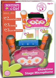 Bontempi Microphone de Scène Jouet Microphone Rose avec AUX et Lumières