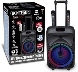 Bontempi soundbox trolley sans fil avec micros et écrans - enceinte karaoké