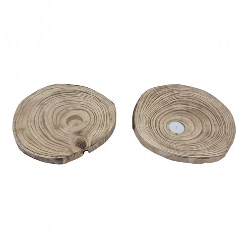 Hobbygroep porte-bougie rondin bois déco naturelle 25 cm