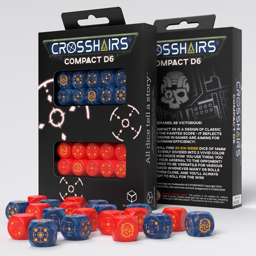 Q-Workshop dés Crosshairs Compact D6 - Cobalt & Rouge - 20 pièces