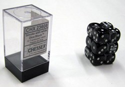 Chessex Ensemble de dés (12 pièces) avec D6 translucide fumée/blanc 16mm