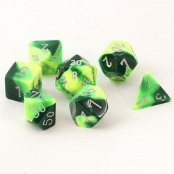 Chessex Gemini Vert/Gel/Argent Polydice Set de dés (7 pièces)