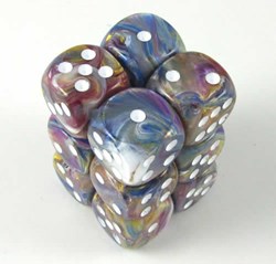 Chessex Carrousel festif/jeu de dés D6 16mm blanc (12 pièces)