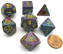 Chessex Ensemble de dés Polydice Festive Mosaic/jaune (7 pièces)