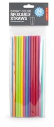 Pailles réutilisables aux couleurs vives Kikkerland - 20 cm (24 pièces)