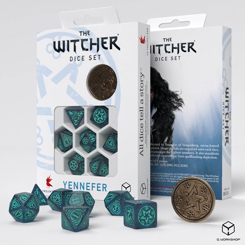 Q-Workshop The Witcher Dice Set - Yennefer - Sorcière Suprême (7 pcs + pièce)