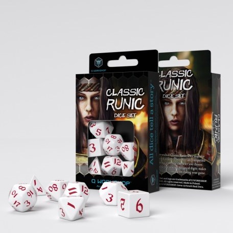 Q-Workshop Classic Runic - jeu de dés blanc & rouge (7)