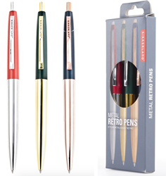 Stylos rétro en métal Kikkerland (3 pièces)