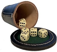Engelhart Games gobelet à dés cuir noir avec dés 16mm - plaisir de jeu