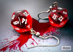 Boucles d'oreilles jouet Chessex crochet translucide rouge mini-poly D20