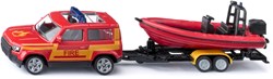 Siku camion de pompier jouet Land Rover Defender avec bateau de sauvetage