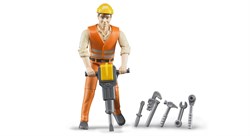Bruder ouvrier du bâtiment figurine avec accessoires - 10,7cm - chantier