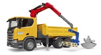 Bruder camion de chantier Scania Super 560R jouet avec grue et 2 palettes-2