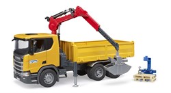 Bruder camion de chantier Scania Super 560R jouet avec grue et 2 palettes
