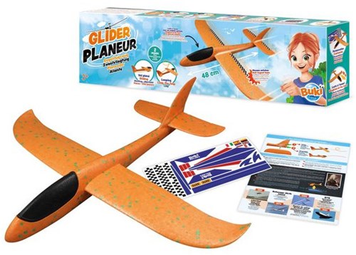 Buki avion planeur jouet 48cm orange pour enfants