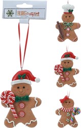 Home & Styling décoration de Noël bonhomme pain d'épices 11cm poly festif