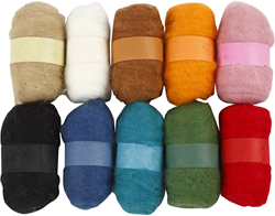 Creativ Company laine cardée - kit feutrage 10x25g couleurs assorties