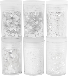 Creativ Company CC Glitter en Pailletten Set Wit 6x5 gr