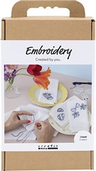 Creativ Company kit de broderie serviettes en coton DIY