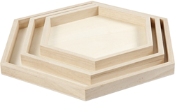 Creativ Company plateaux en bois hexagonaux set 3 pièces 21-31 cm décoration