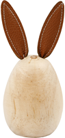 Creativ Company lapin en bois décoration avec oreilles en cuir 13 cm marron