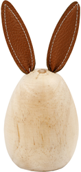 Creativ Company lapin en bois décoration avec oreilles en cuir 13 cm marron