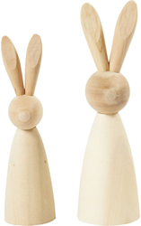 Creativ Company lapins en bois décoration set de 2 pièces naturel