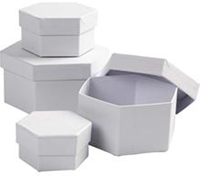 Creativ Company CC Kartonnen Hexagonale Dozen h: 4-7 cm d: 6.5-12 cm Wit 3 stuks