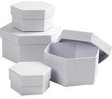 Creativ Company CC Kartonnen Hexagonale Dozen h: 4-7 cm d: 6.5-12 cm Wit 3 stuks