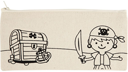Creativ Company trousse en coton pirate - blanc - 21x9 cm - textile