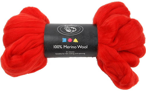 Creativ Company laine mérinos rouge 100g - laine à feutrer et filer