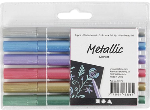 Creativ Company set de marqueurs métalliques feutres 6 pièces couleurs métalliques