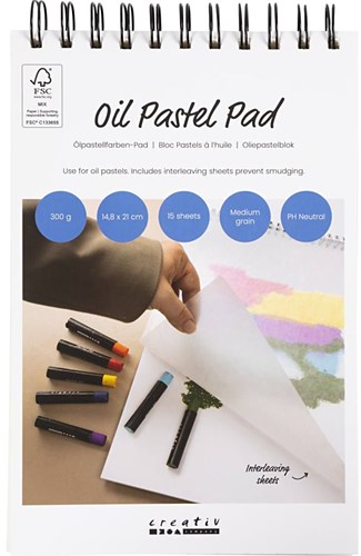 Creativ Company bloc papier pastels à l'huile A5 blanc 300g 15 feuilles