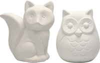 Creativ Company tirelire jouet en terre cuite renard et hibou 10 cm décorative