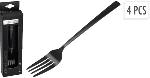 Excellent Houseware fourchettes à gâteau inox noir lot de 4 15 cm