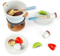 Bigjigs set de jeu fondue au chocolat en bois - cuisine jouet 16 pièces