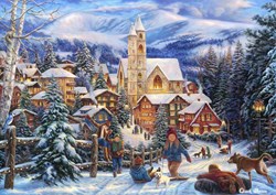Grafika puzzle Chuck Pinson - Sledding To Town - 2000 pièces - paysage hivernal